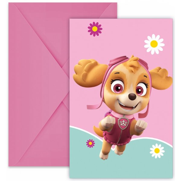 Invitasjonskort med konvolutter - Paw Patrol - Skye & Everest - 6 stk.