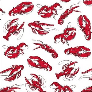 Servietter - Kreps - Hvit/Rd - 16-pakning