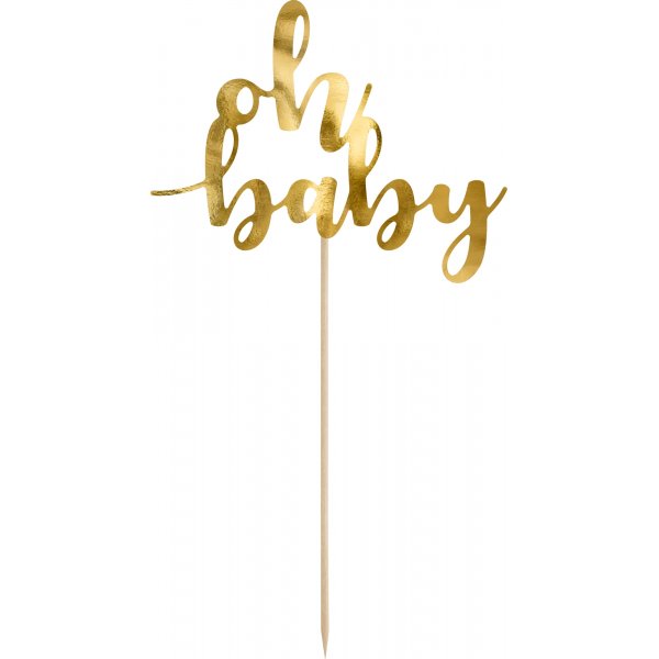 Cake topper - 25 cm - Oh Baby - Guld