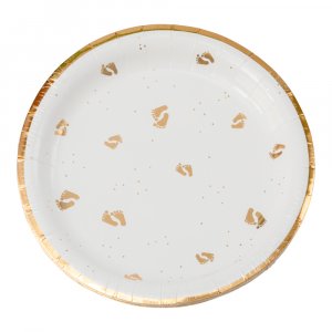 Papirtallerkener - Babyftter - Gull - 8-pakning