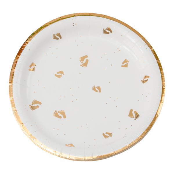 Papirtallerkener - Babyføtter - Gull - 8-pakning Papirtallerkener - Babyføtter - Gull - 8-pakning