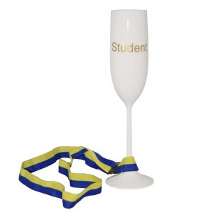Champagneglass med bnd - Student - Hvit