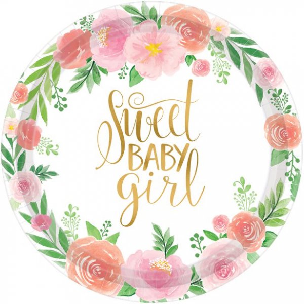 Papirtallerkener - Blomsterbaby Papirtallerkener - Blomsterbaby