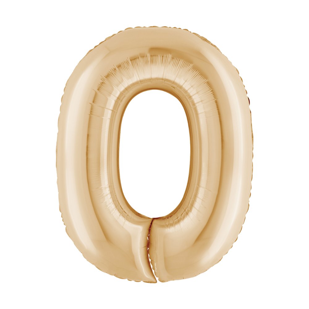Ballongnummer - Hvitt gull - 100 cm - Nummer: 0 - Tallballonger, Ballonger