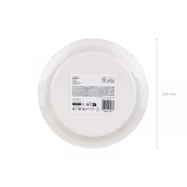 Papirtallerkener med ornamenter - Hvit - 23 cm