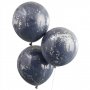 Stora konfettiballonger - Dubbelskiktat - Navy/Silver