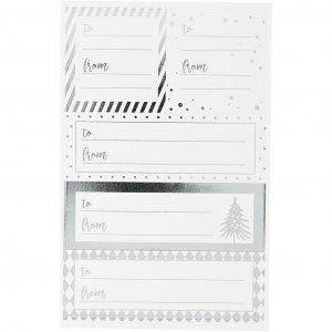 Julegavelapper - Sølv - 4 ark Julegavelapper - Sølv - 4 ark