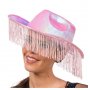 Rosa skimrende cowboyhatt med frynser