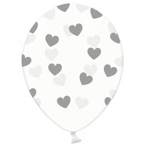 Ballonger - Klare - Sølvhjerter - 6-pakning Ballonger - Klare - Sølvhjerter - 6-pakning