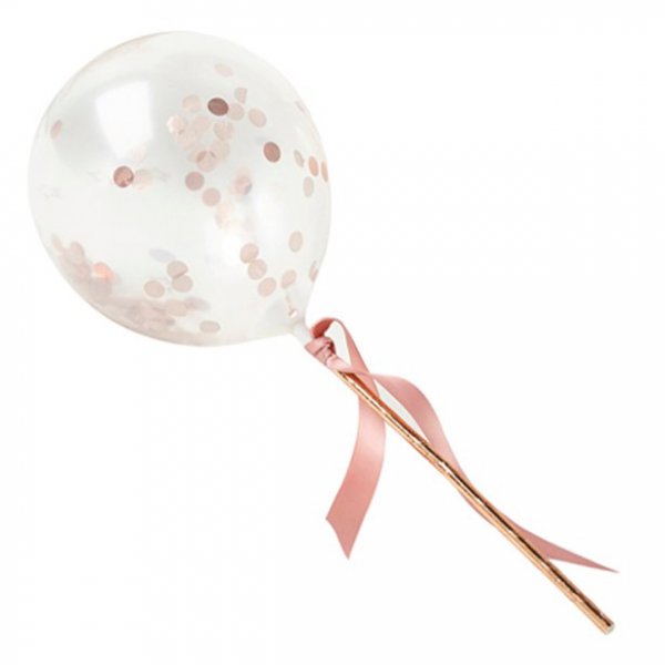 Mini konfettiballonger - 5-pakning - Rosegull