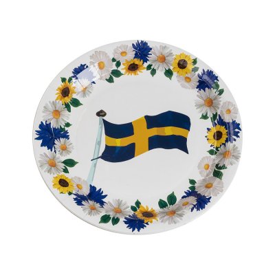 Desserttallrikar - Blommor/Svenska flaggan