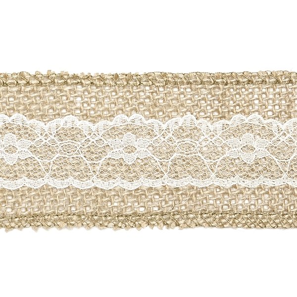 Bånd - Jute/blonder - 5 cm Bånd - Jute/blonder - 5 cm