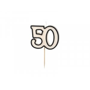 Kakelys/Bursdagslys - 50 - Svart/Hvit - 5,5 cm