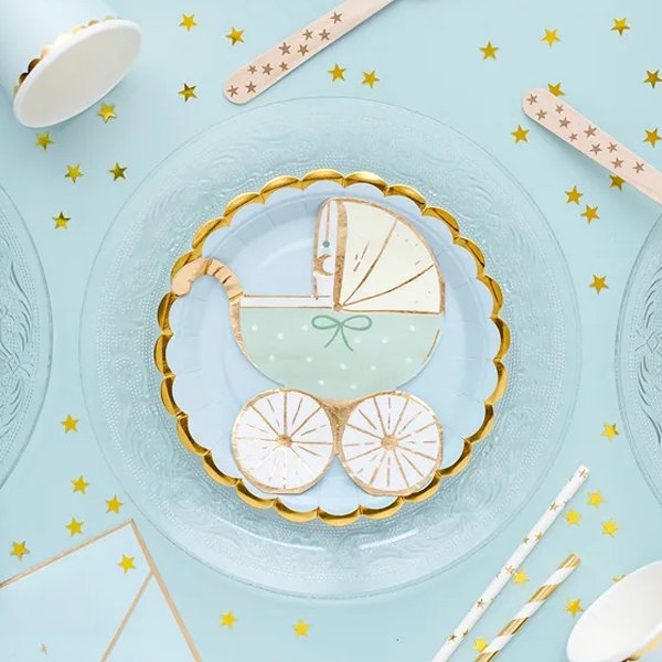 Servietter - Barnevogn - Mint/Gull - 20-pakning