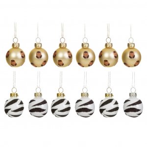 Små julekuler - Sass & Belle - 12-pakning - Sebra/Leopard Små julekuler - Sass & Belle - 12-pakning - Sebra/Leopard