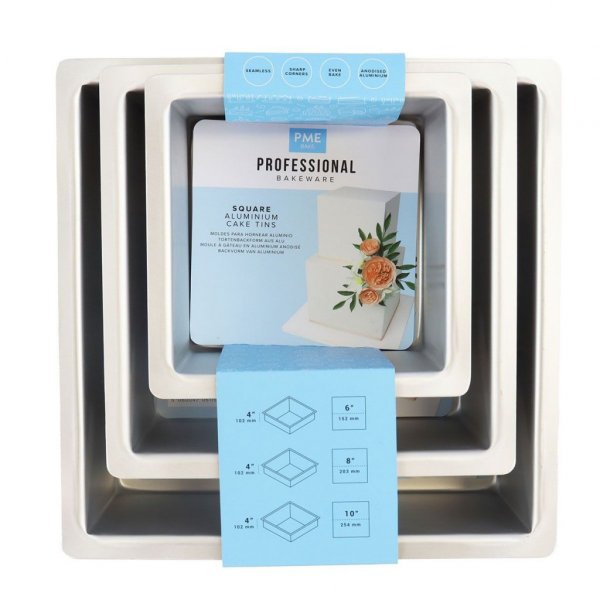 Dype kakeformer - Firkantede - 3-pakning - 10 cm høye Dype kakeformer - Firkantede - 3-pakning - 10 cm høye