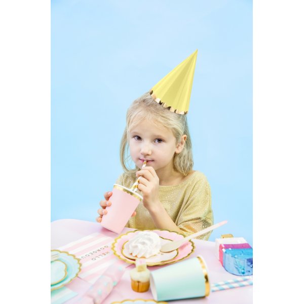 Festhatter - Pastellmiks med gullkant - 6-pakning