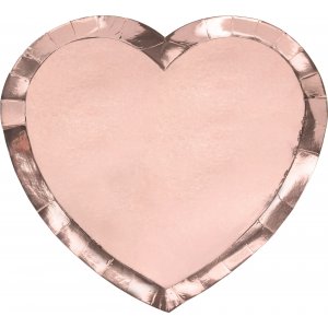 Desserttallerkener - Hjerte - Rosgull - 6-pakning
