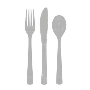 Gjenbrukbart plastbestikk - sølv - 18-pakning Gjenbrukbart plastbestikk - sølv - 18-pakning