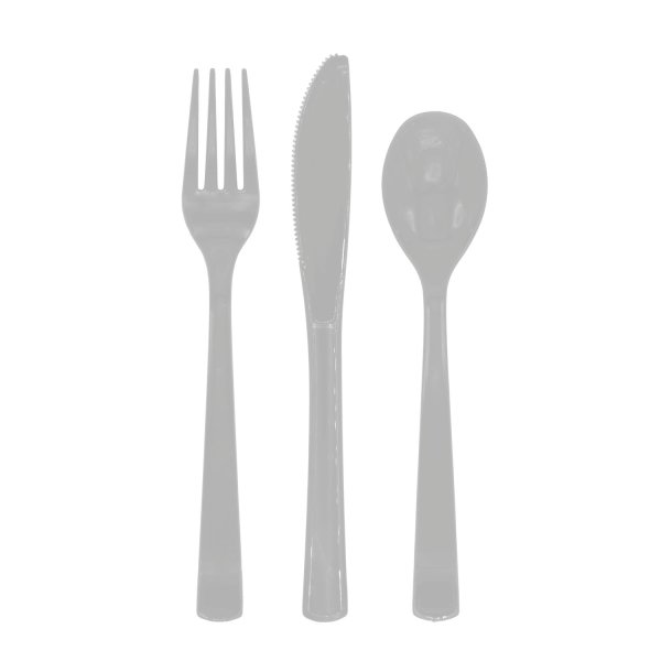Gjenbrukbart plastbestikk - s�lv - 18-pakning