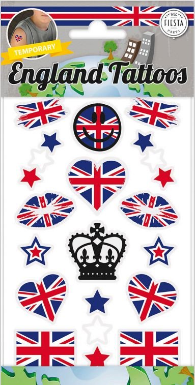 Tatoveringer – Storbritannia – Union Jack – 8-pakning – Storbritannia/England, Land