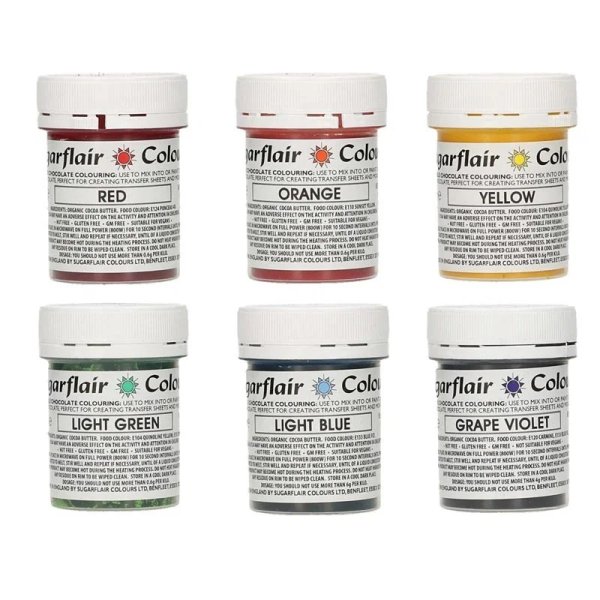 Sugarflair Sjokoladefarger Regnbue 6 Farger 6 x 35g