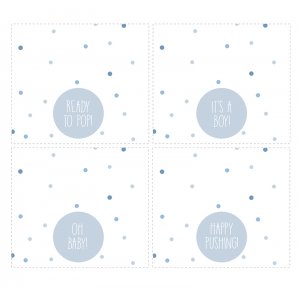 Etikett - Godteripose - Oh baby - Bl - 4 etiketter / A4-ark