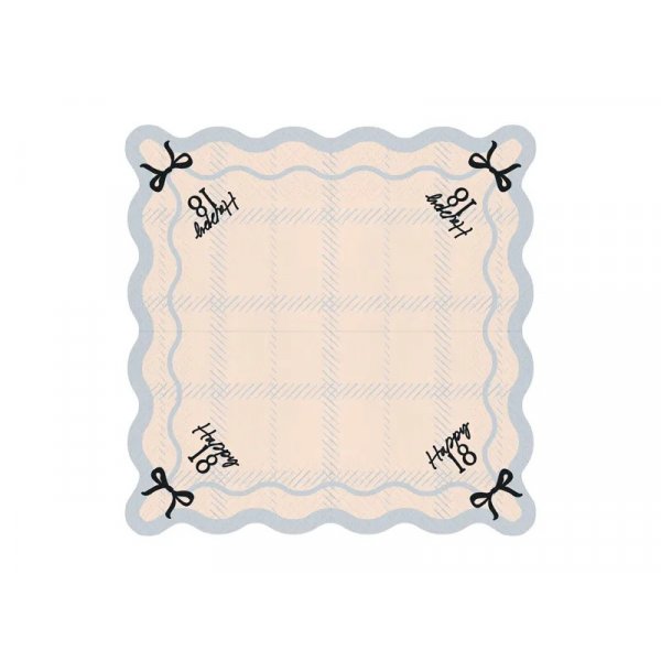 Servietter - Happy 18 - Svart/Hvit - 12-pakning