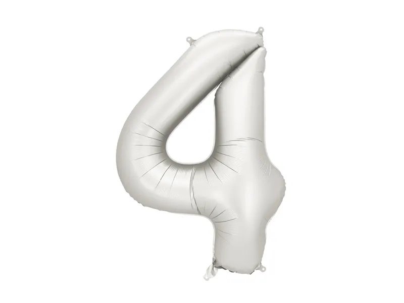 Tallballong – Matt sølv – 86 cm – Nummer: 4 – Tallballonger, Ballonger