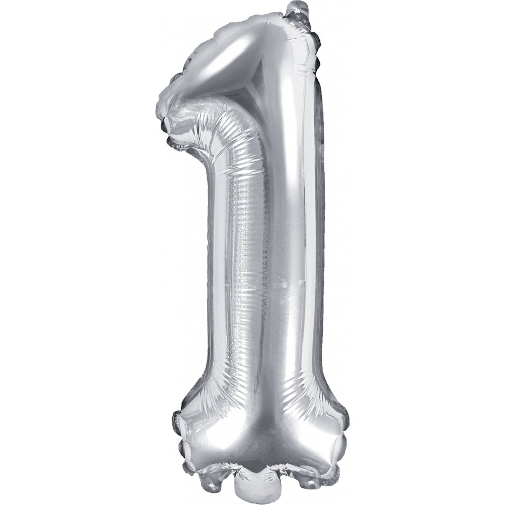 Tallballong – Sølv – 35 cm – Tall: 1 – Tallballonger, Ballonger