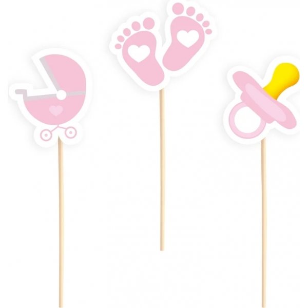 Kakepinn - Babyshower - Rosa - 6-pakning Kakepinn - Babyshower - Rosa - 6-pakning