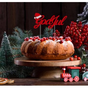 Kakedekorasjon - God jul - Rød Kakedekorasjon - God jul - Rød