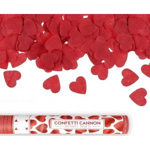 Konfettibombe - Hjerter - Rd - 40 cm