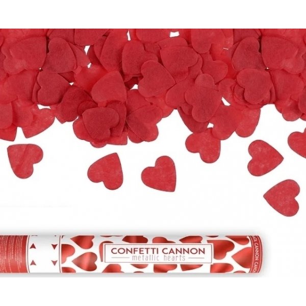 Konfettibombe - Hjerter - Rød - 40 cm Konfettibombe - Hjerter - Rød - 40 cm