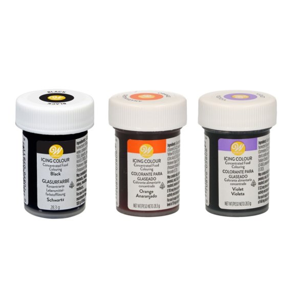 Pastafarge Halloween - Svart, oransje, lilla - 3 x 28 g - Wilton