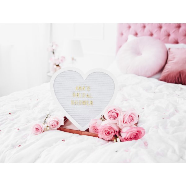 Bokstavtavle - Hjerte - Hvit/Gull Bokstavtavle - Hjerte - Hvit/Gull