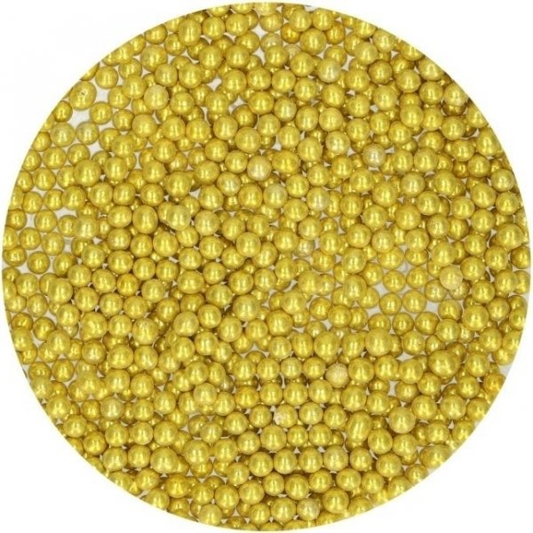 Sukkerperler - Medium 4 mm - Metallisk gull - Funcakes - 80 g Sukkerperler - Medium 4 mm - Metallisk gull - Funcakes - 80 g