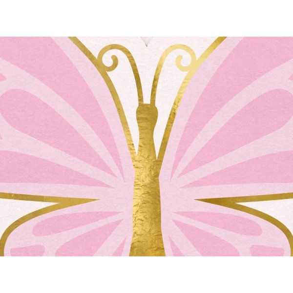 Servietter - Sommerfugl - Pastell med gull - 12-pakning