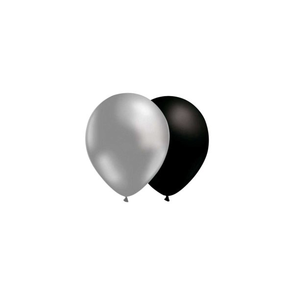 Ballonger - Mix - S�lv/Svart - 10-pakning