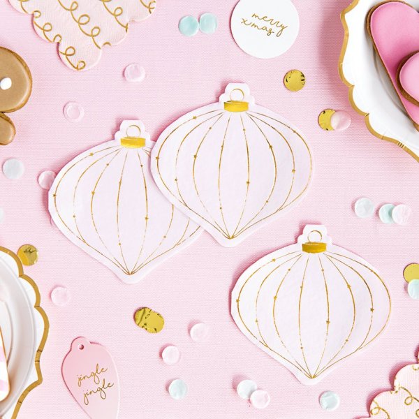 Servietter - Julekule - Rosa Jul - 20-pakning