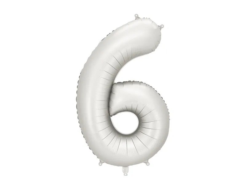 Tallballong – Matt sølv – 86 cm – Nummer: 6 – Tallballonger, Ballonger