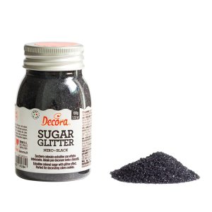 Glitrende sukkerkrystaller - Svart - Decora - 100g Glitrende sukkerkrystaller - Svart - Decora - 100g
