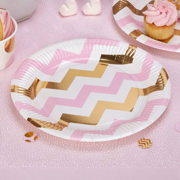Papptallerkener - Pattern Works - Rosa - 8-pakning