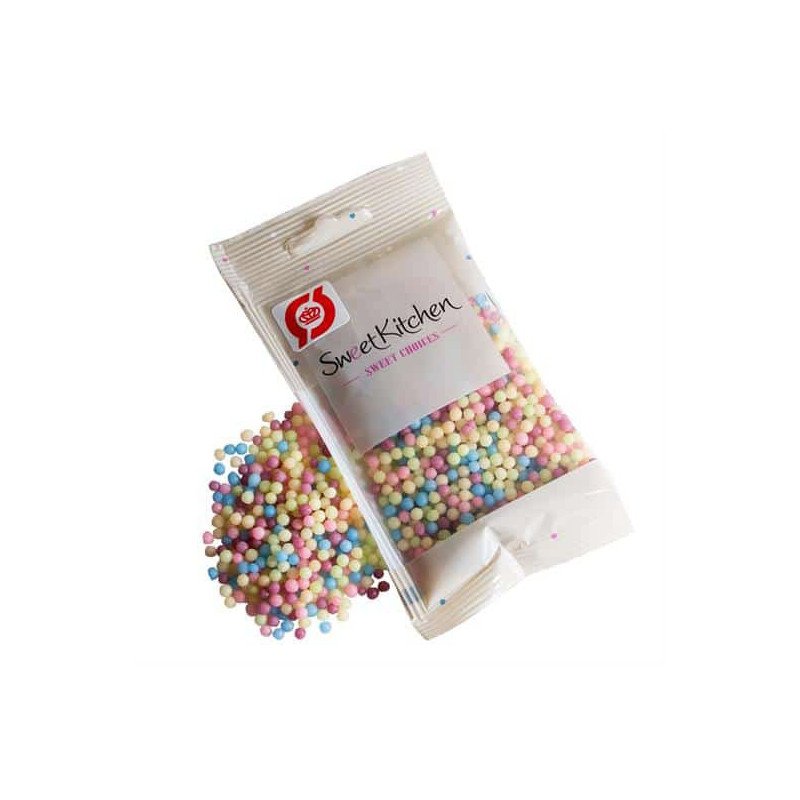 Strøssel - Små sukkerperler - Pastell - Økologisk - SweetKitchen - 40 g - Sukkerperler, Sprinkles