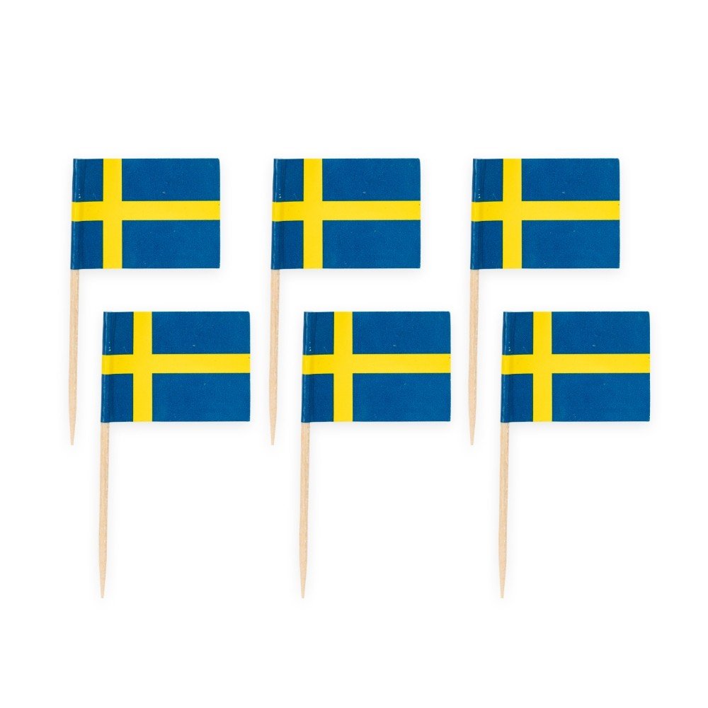 Kakepinner - Svensk Flagg - 50-pakning - Studentdekorasjon, Student