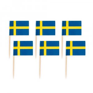 Kakepinner - Svensk Flagg - 50-pakning