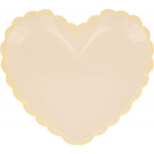 Papirtallerkener - Hjerter - Pastellfarger Papirtallerkener - Hjerter - Pastellfarger