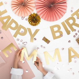 Bokstavbanner - Gjr-det-selv - Gull Metallisk