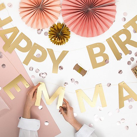 Bokstavbanner - Gjør-det-selv - Gull Metallisk Bokstavbanner - Gjør-det-selv - Gull Metallisk