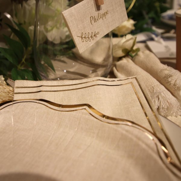 Servietter - Beige og gull - 20-pakning